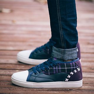 Trend Point Mens Fashionable Leather Slim Fit Sneakers(Purple)