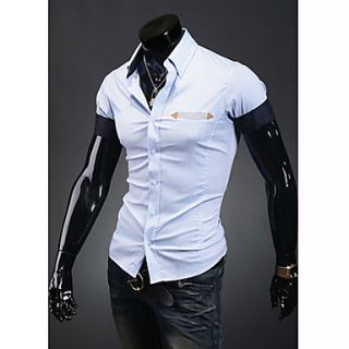Midoo Stand Collar Short Sleeved Shirt(Light Blue)