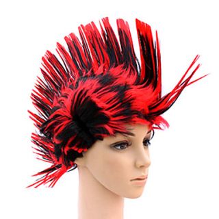 Red Cristate Synthetic Wig Mixed Colors