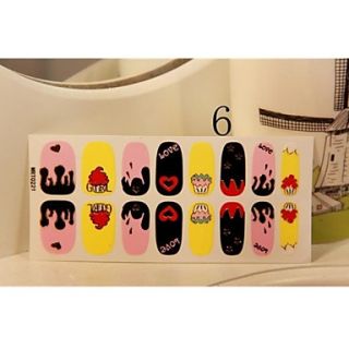 Latest 3D Full Cover Nail Art Stickers Cartoon With Red Heart