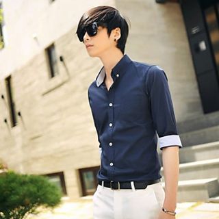 Shishangqiyi Korean Version Fashion Casual Shirt(Navy Blue)