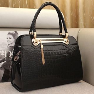 MIQIANLIN Womens Crocodile Stripe Casual Handbag(Black)
