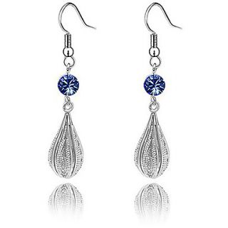 Xingzi Womens Charming Blue Water Drop Made With Swarovski Elements Crystal Earrings