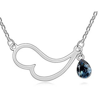 Xingzi Womens Charming Navy Blue Heart Alloy Made With Swarovski Elements Crystal Dangling Necklace