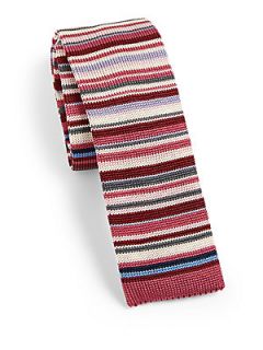 Paul Smith Stripe Knit Silk Tie   Pink