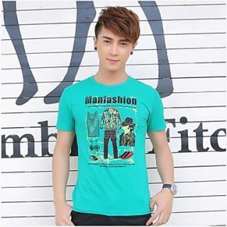Mens Round Neck Casual Short Sleeve Printing Cotton T shirt(Except Acc)