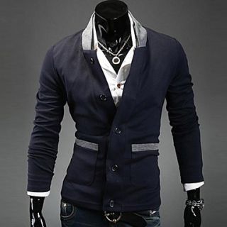 Cocollei mens lapel knit bodycon coat (navy blue)