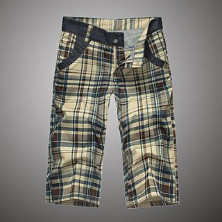 ARW Mens Check Leisure Mid Length Khaki Pants