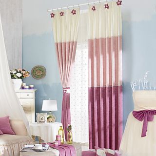 (One Pair Double Pleated) Country Fresh Style Elegant Pink Stripe Energy Saving Curtain