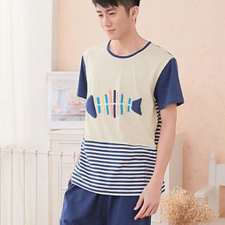 Mens Fish Pattern Stripe Pajama
