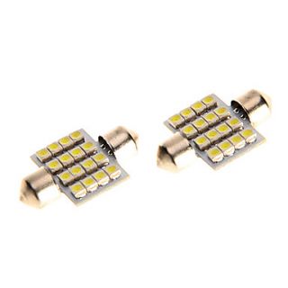 31mm 16 LED SMD Festoon Dome Light Reading Bulbs Pathway Light White blue for Motorcycle 2PCS