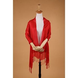 ZICQFURL Womens Pure Cotton Solid Color Long Scarf (Red)