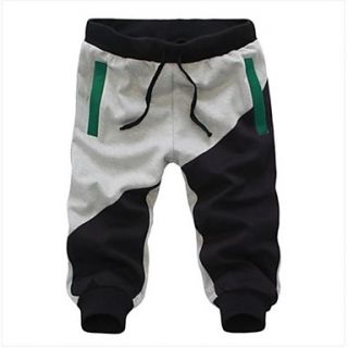 Mens Fashion Casual Cropped Contrast Color Splicing Sports Shorts