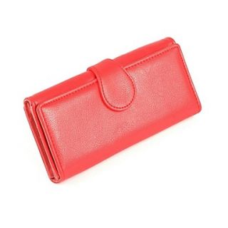 Womens Candy Colored Buckle PU Wallet Long Section(Lining Color on Randoms)