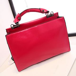 Fenghui Womens Basic Solid Color Portable Fuchsia Shoulder Bag