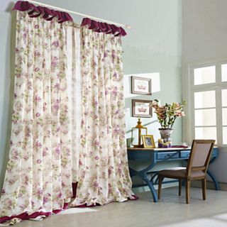 (One Pair) Country Fancy Blossoms Pattern Energy Saving Curtain