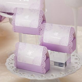 Romantic Lilac Pearl Paper Wedding Favor Boxes   Set of 12