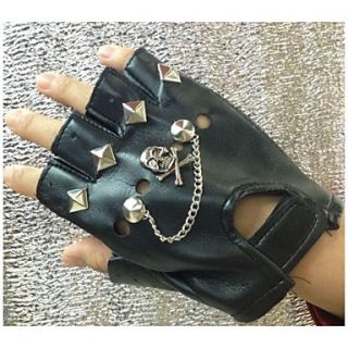 Mens Rivet Punk Fingerless Bang Gloves