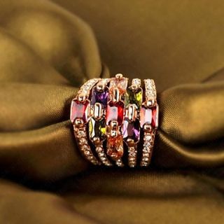Womens 18k Gold Plated Ring Grade Zircon Inlaid Austrian Crystal