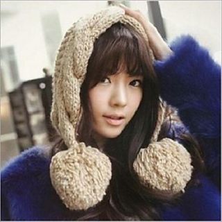 Women Fashion Conical Tip Fringed Double Ball Knit Hat
