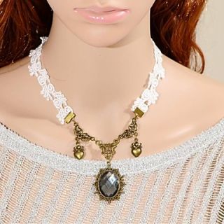Elonbo Silver Gems Style Vintage Gothic Lolita Collar Choker Pendant Necklace Jewelry