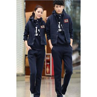Aiyifang Casual Thick Cotton Sprot Lovers Suit(Dark Blue)