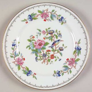 John Aynsley Pembroke Gold Trim Luncheon Plate, Fine China Dinnerware   Birds &