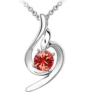 Xingzi Womens Charming Red Special Pattern Made With Swarovski Elements Crystal Dangling Necklace