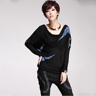 Womens Fashion Contrast Color Loose T shirt
