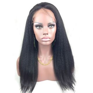 Affordable Full Lace 16 Malaysia Yaki Straight 100% Indian Remy Human Hair Lace Wig 5 Colors to Choose