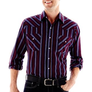 Ely Cattleman Woven Shirt Big and Tall, Burgundy Stripe, Mens
