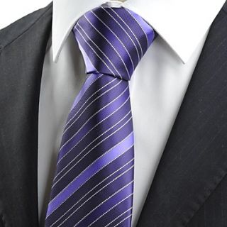 Tie New Purpe White Dot Line Classic JACQUARD Mens Tie Necktie Wedding Gift