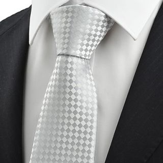 Tie New Checked Gray Mens Tie Necktie Formal Wedding Party Holiday Gift