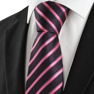 Tie New Pink Striped Black JACQUARD Men Tie Necktie Wedding Party Holiday