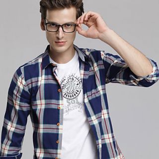 MSUIT Fashion MenS Grid Long Sleeve Shirt Z9131