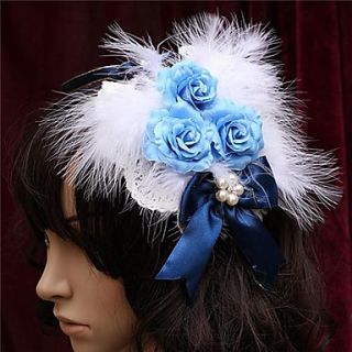 Gorgeous Blue Feather Flower Sweet Princess Lolita Headdress