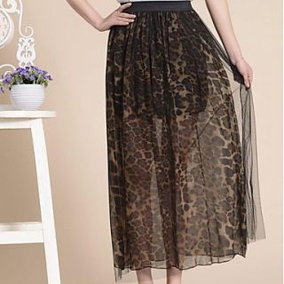 Womens Leopard Chiffon And Organza Skirt
