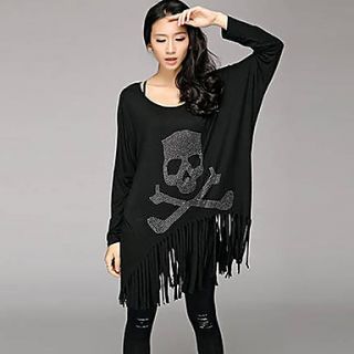 Xuanran Womens Skull Print Black T Shirt
