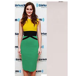 Yyys Casual Contrast Color Slim Over Hip Dress(Green)