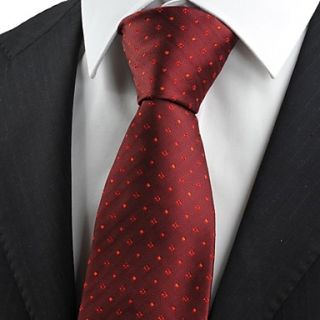 Tie Red Checked Scarlet Burgundy Pattern Classic Men Tie Necktie Wedding Gift