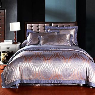Mankedun Elegant European Style Jacquard Silk Floss 4 PCS Set Bedding
