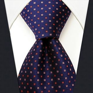 Mens Business Silk Navy Blue Dots Necktie