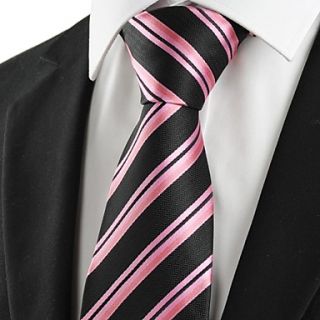 Tie New Striped Pink Black Business Men Tie Necktie Wedding Party Holiday Gift