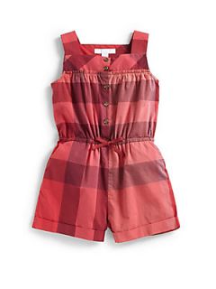 Burberry Toddlers Cotton Check Romper   Red Check