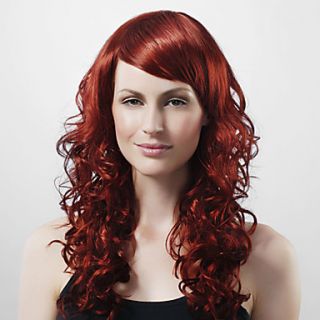 Capless Extra Long High Quality Synthetic Red Wine Curly Hair Wig 0463 453