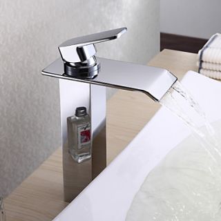 Single Handle Modern Solid Brass Waterfall Bathroom Sink Faucet (Tall)
