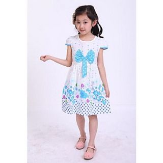 Girls Fashion Dots Dresses With Bow Lovely Princess Summer Dresses