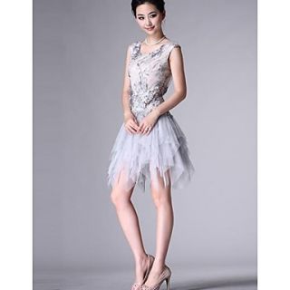 Womens Organza Floral Embroidered Sequins Dress