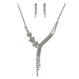 Gorgeous Czech Rhinestones Alloy Plated Wedding Necklace And Earrings Jewelry Set