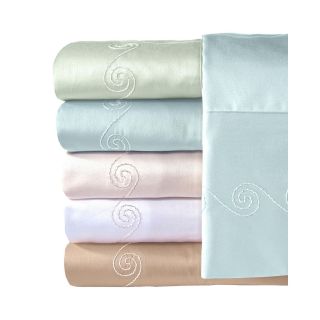 American Heritage 300tc Egyptian Cotton Sateen Embroidered Swirl Sheet Set, Blue